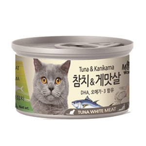 [BOX24개입] 미우와우 흰살참치 고양이캔 80g 게맛살